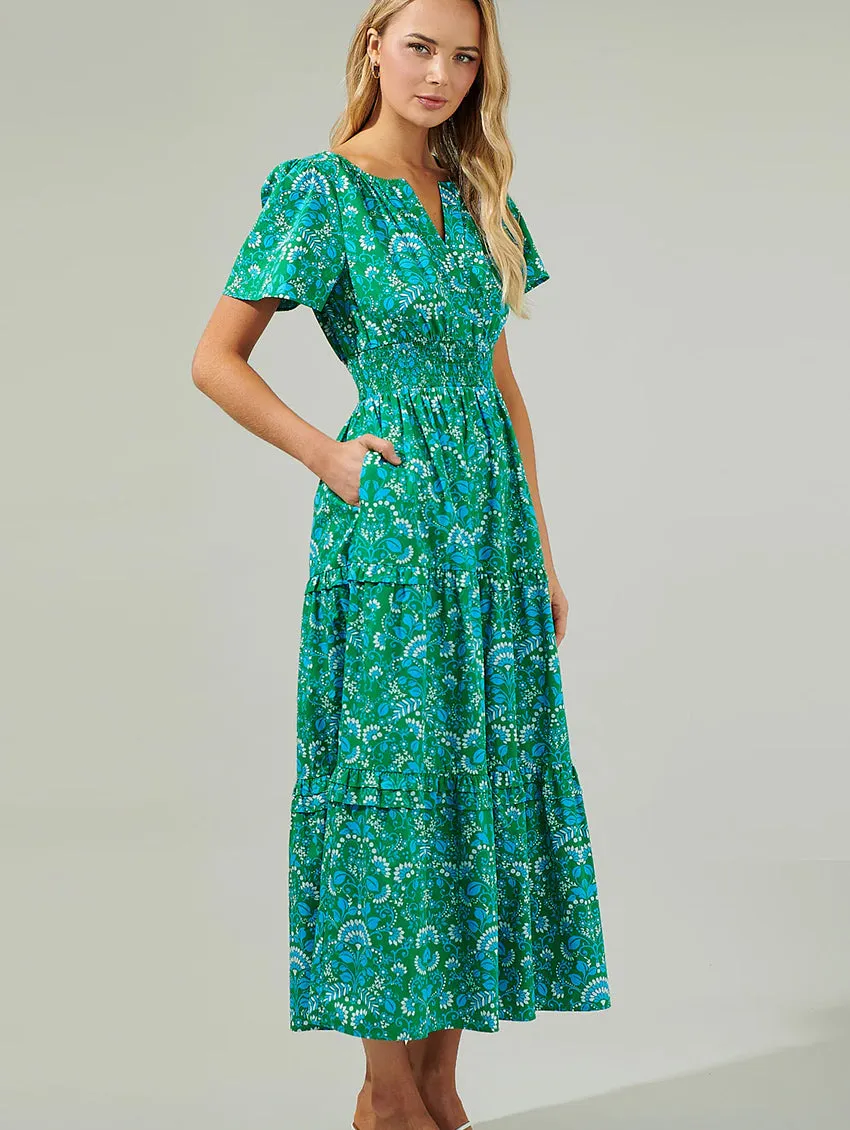 Alina Floral Poplin Maxi Dress