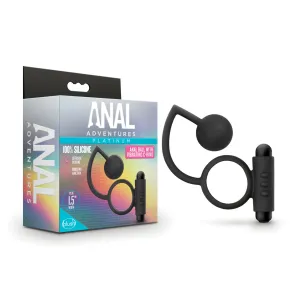 Blush Anal Adventures Platinum Silicone Anal Ball w/Vibrating C Ring - Black