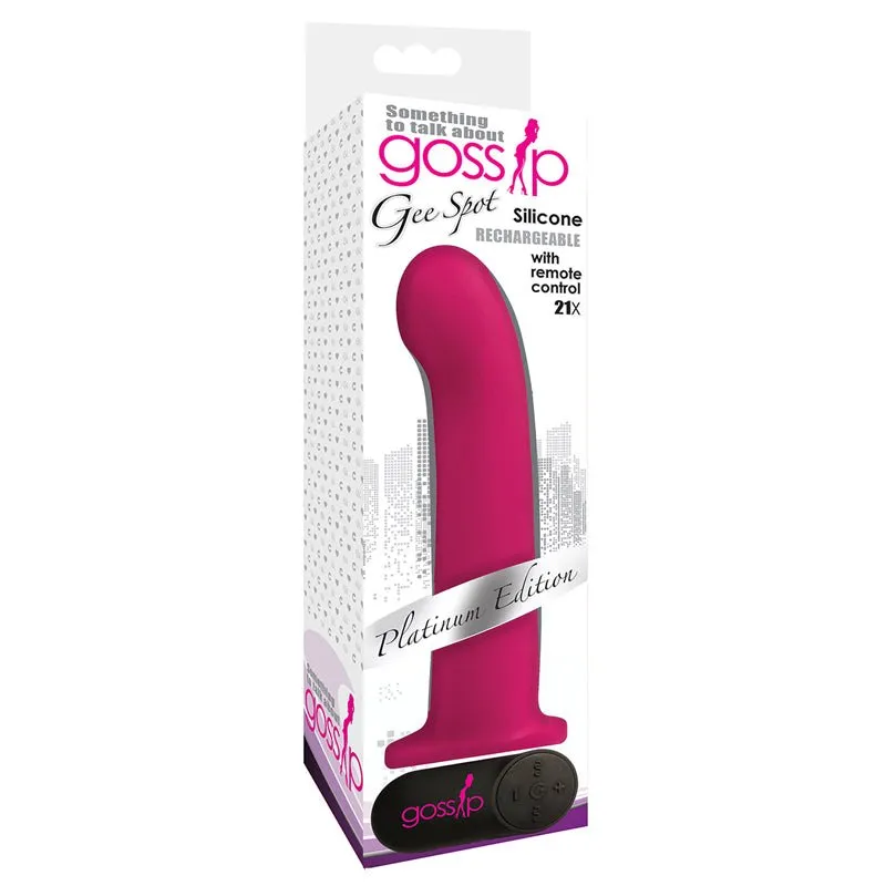 Curve Toys Gossip Gee Spot Rechargeable Remote-Controlled 7.5 in. Silicone Vibrating G-Spot Dildo Magenta