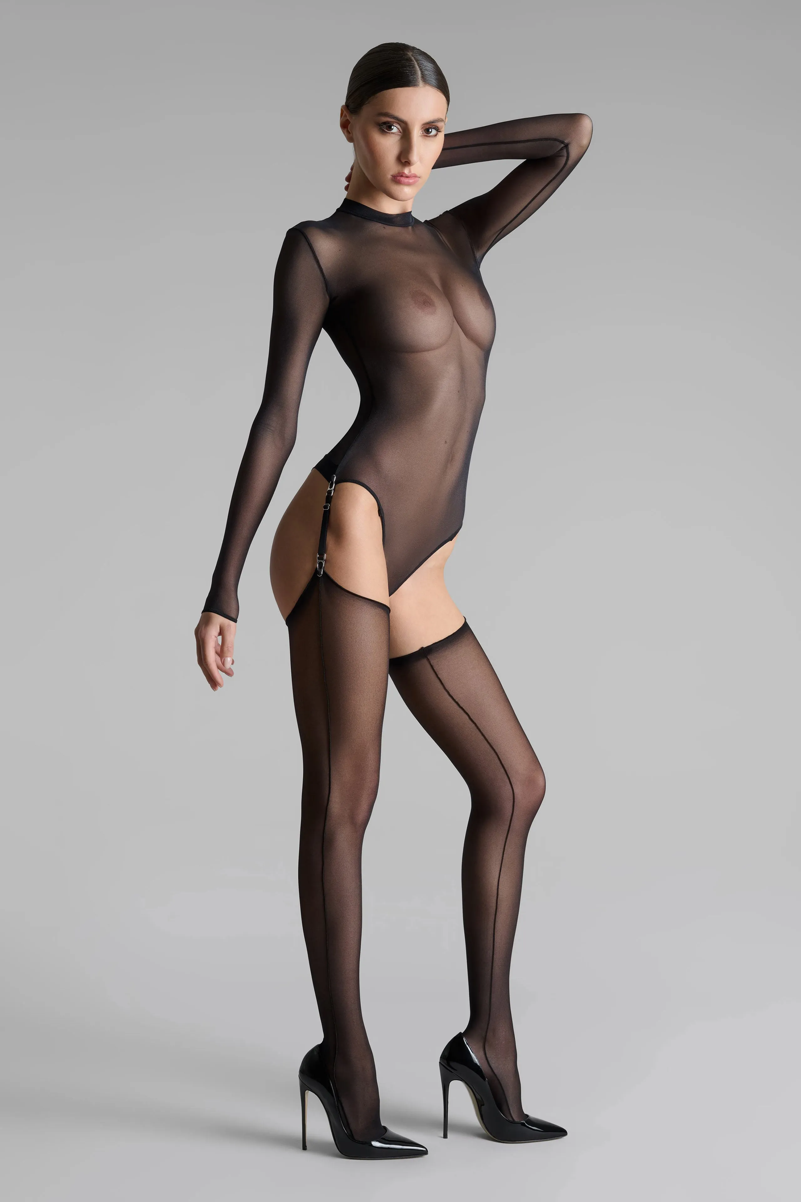 Cut and curled stockings double side seams - 20D - Les Coquetteries