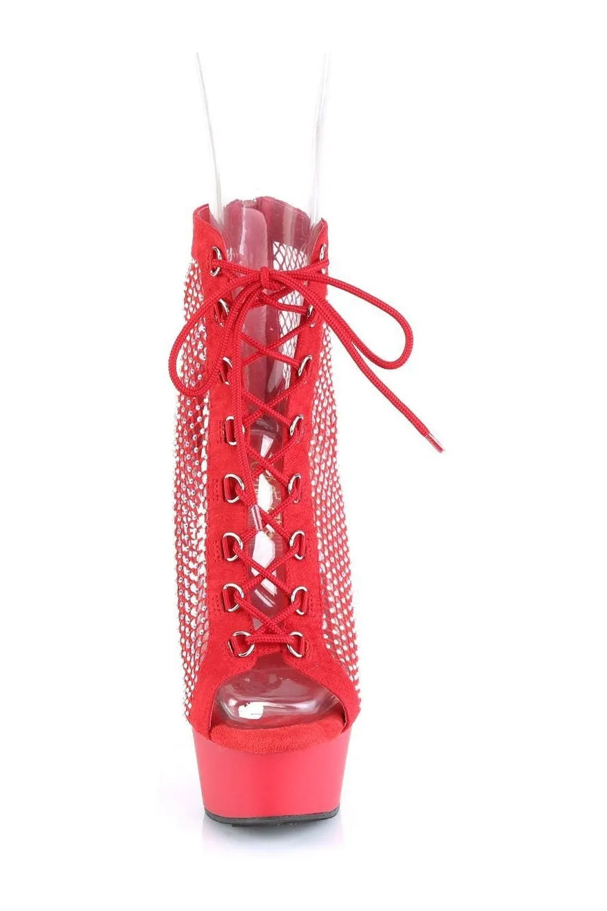 DELIGHT-600-33RM Ankle Boot | Red Faux Suede