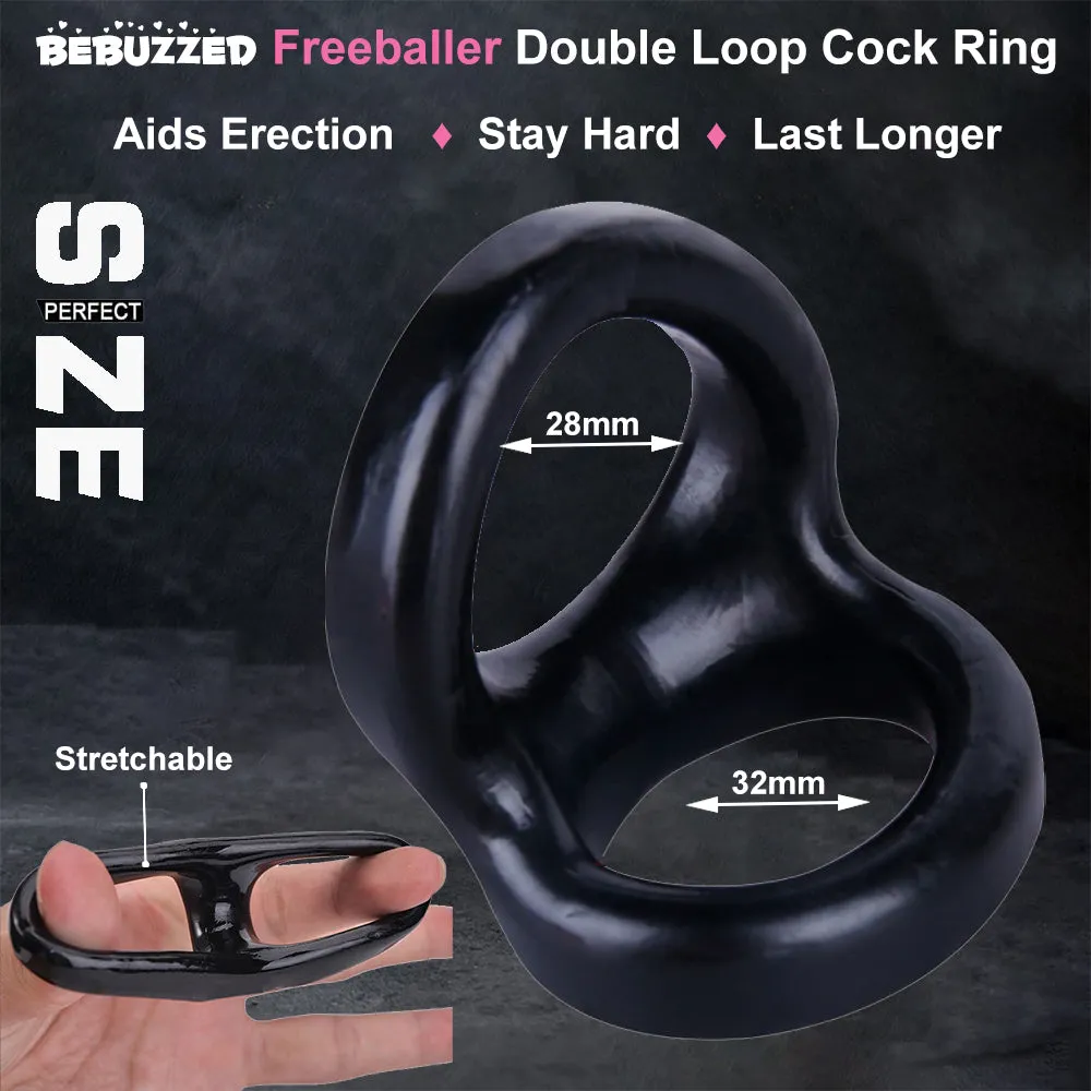Double Loop Cock Ring Ball Cocksling Couples Erection Enhancer Aid Male Sex Toy