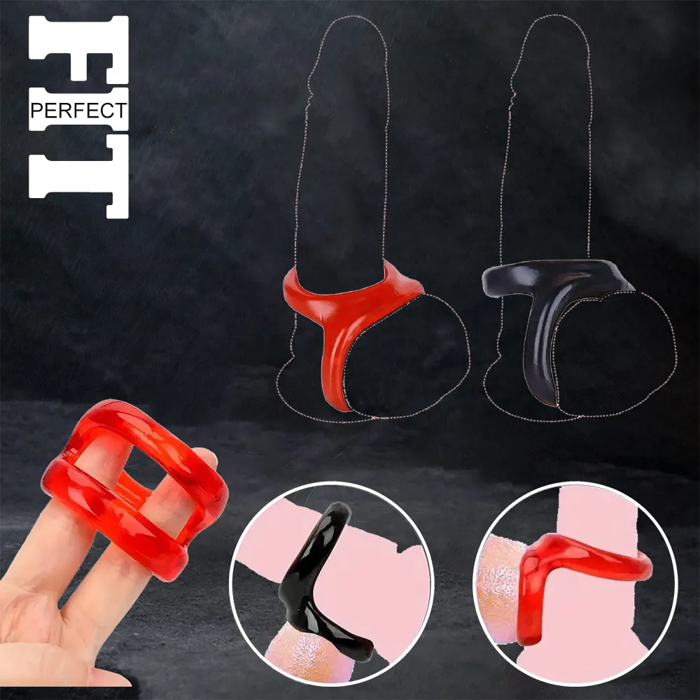 Double Loop Cock Ring Ball Cocksling Couples Erection Enhancer Aid Male Sex Toy