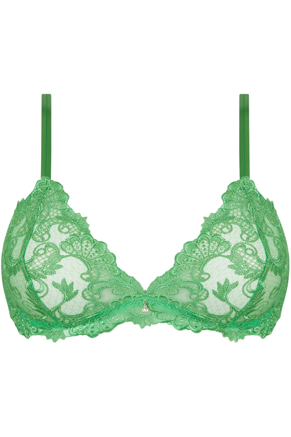 Dressing Floral Wireless Triangle Bra - Green