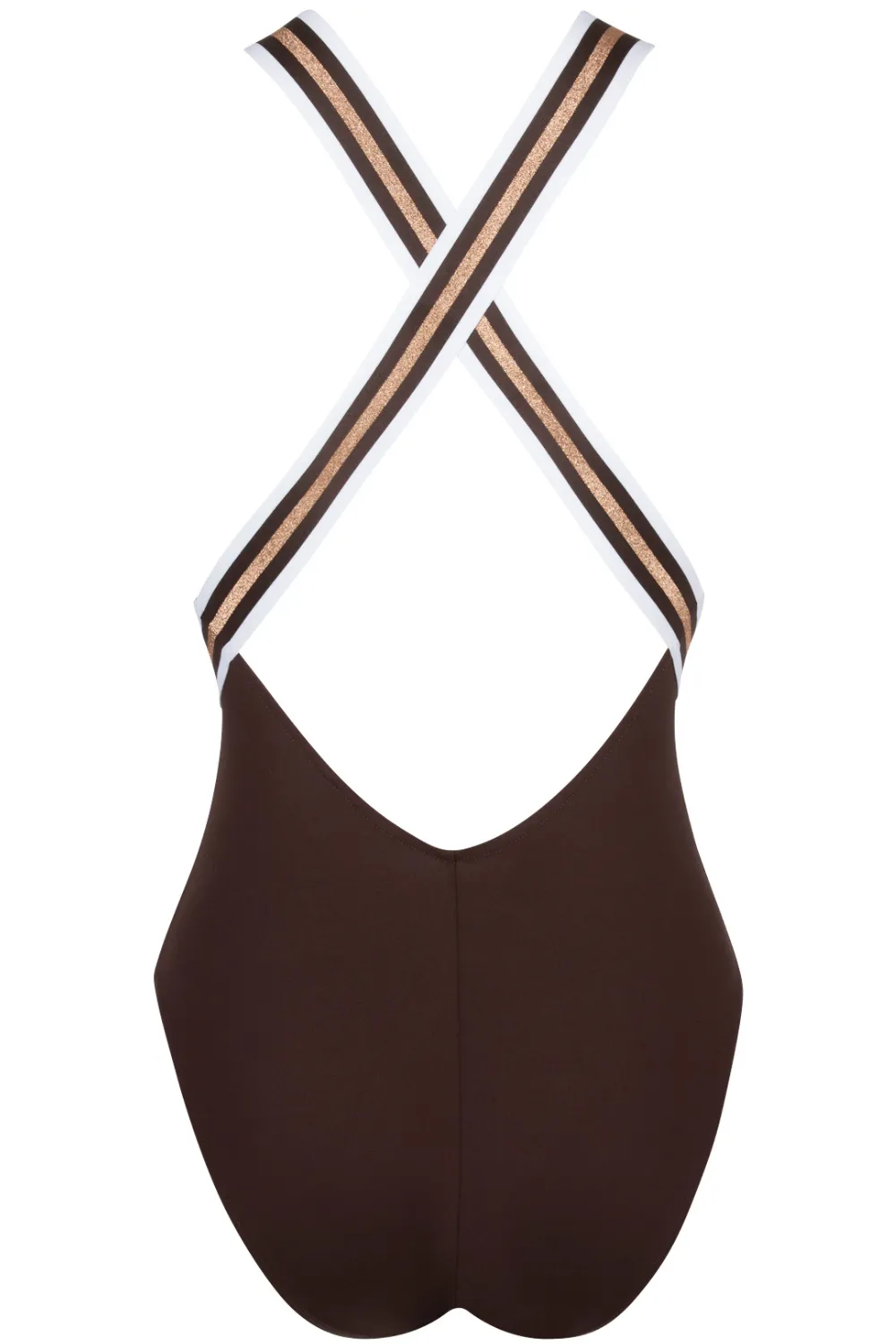 Energie Nautique Crossed Back Swimsuit in Taupe