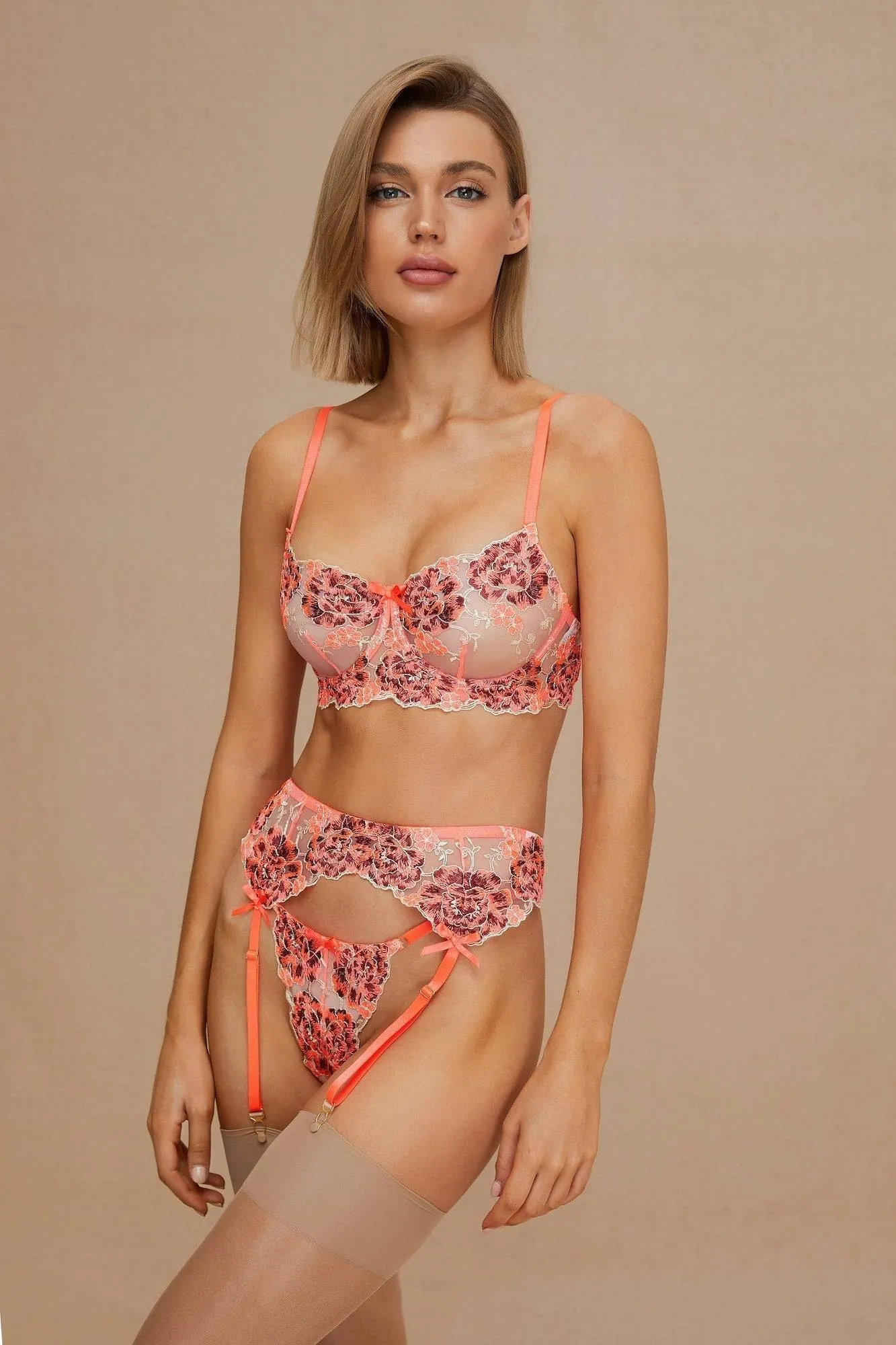 Fall Fire Lingerie Floral Embroidered Autumn Lingerie