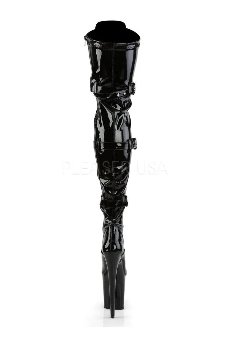 FLAMINGO-3028 Platform Boot  | Black Patent