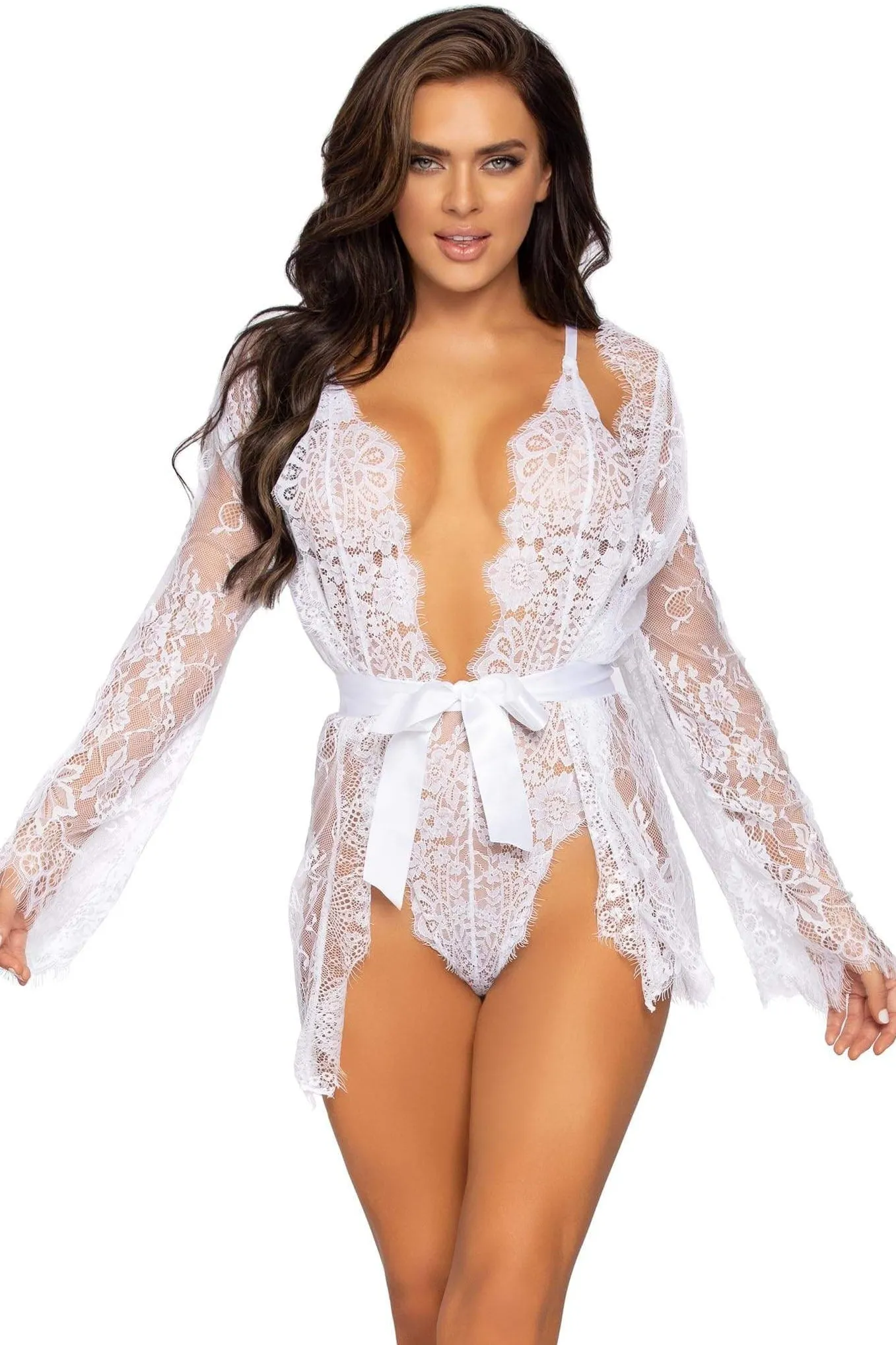 Floral Lace Teddy & Robe Set
