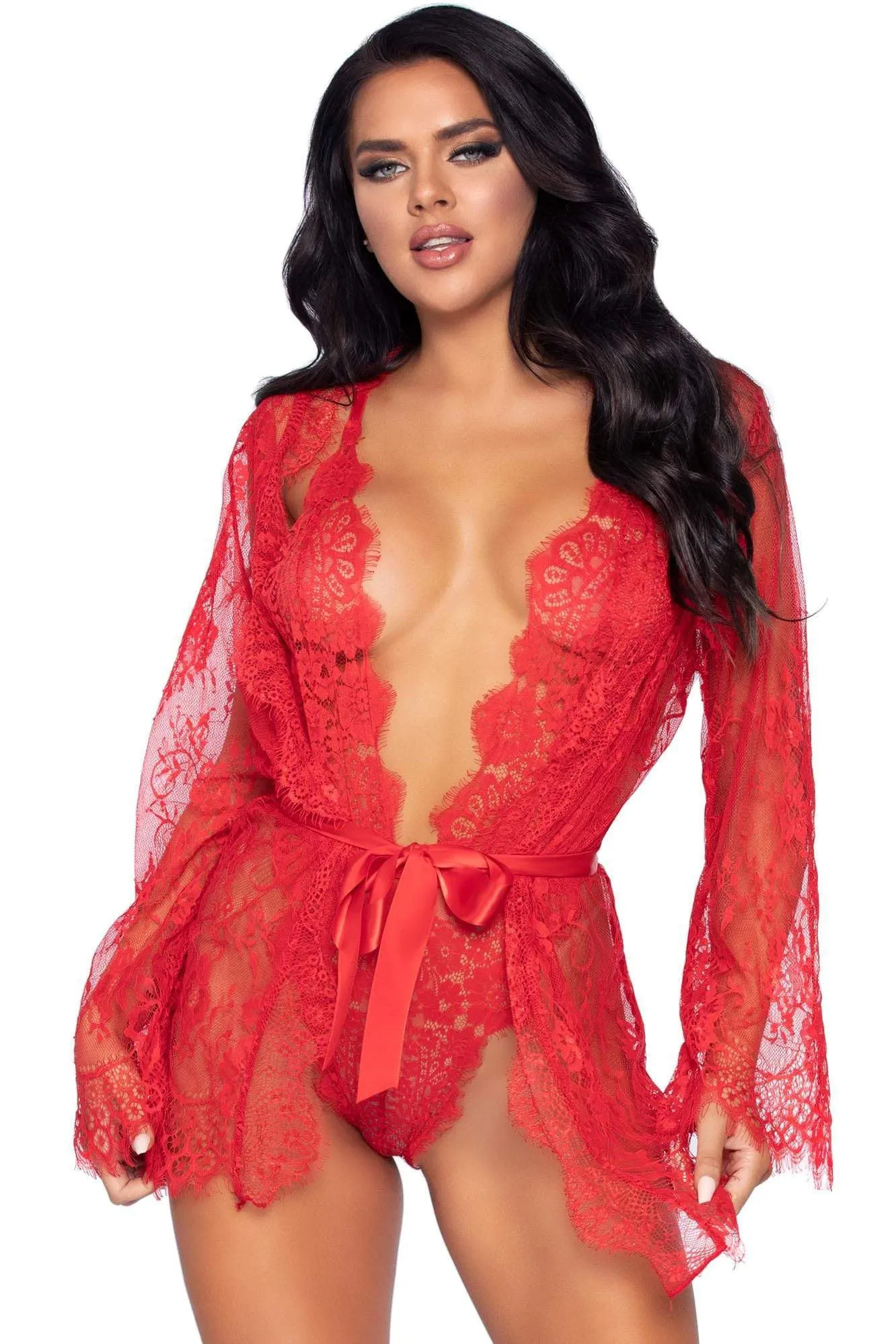 Floral Lace Teddy & Robe Set