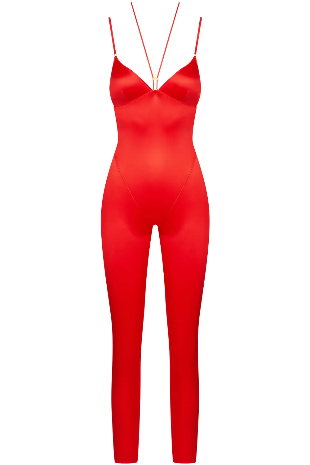 French Kiss Open Back Strap Jumpsuit Red