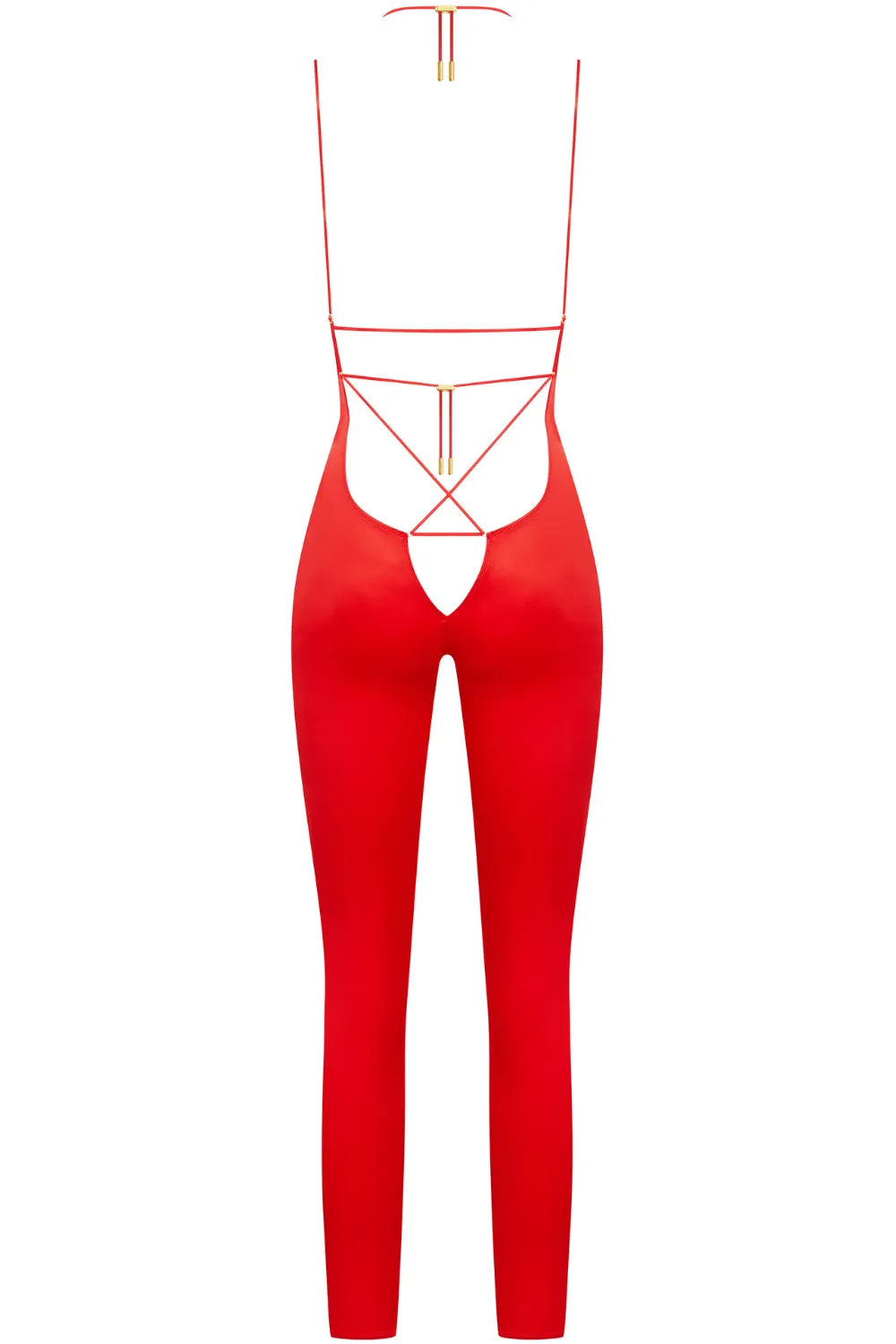 French Kiss Open Back Strap Jumpsuit Red