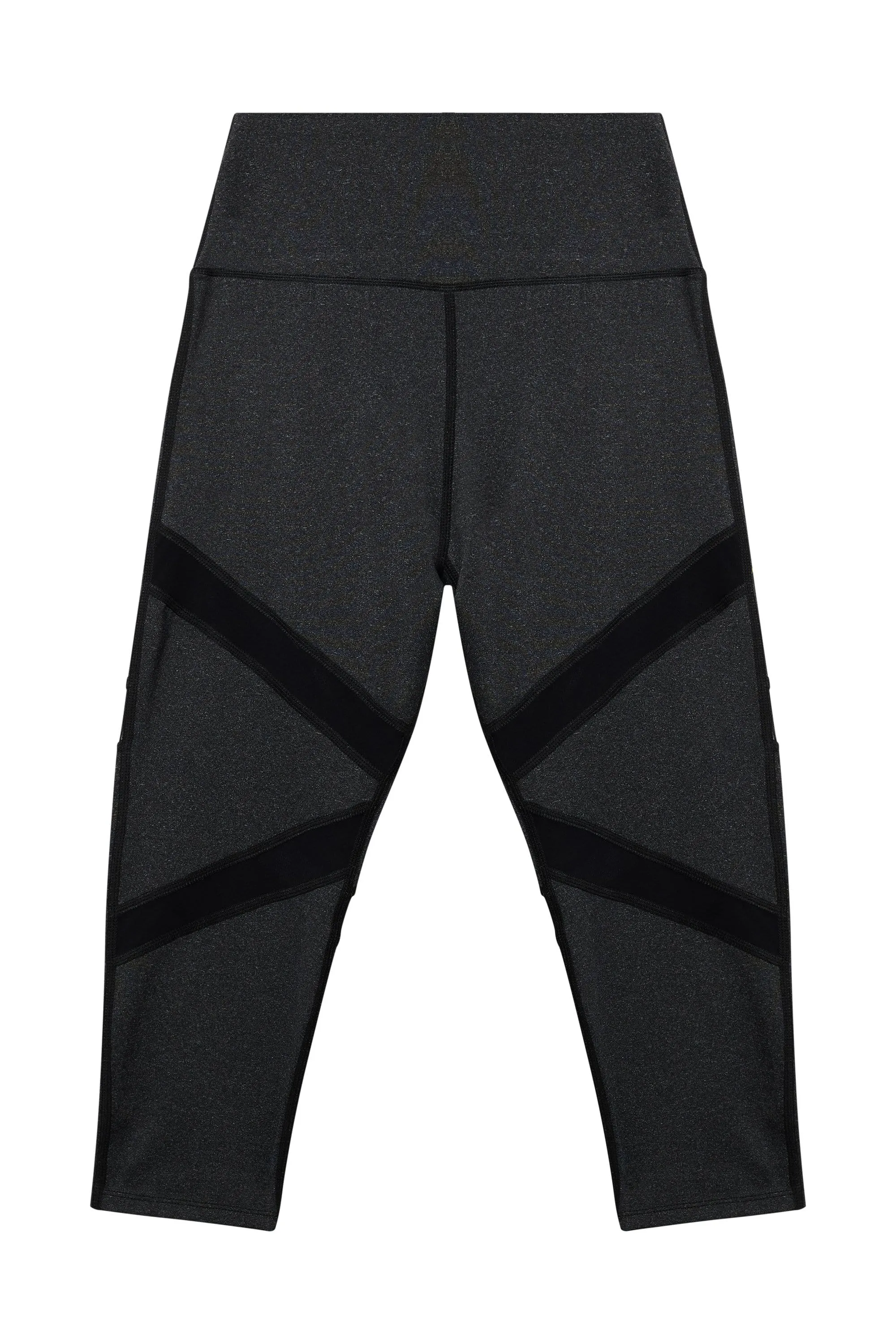 Grey Marl Mesh Panel Crop Leggings