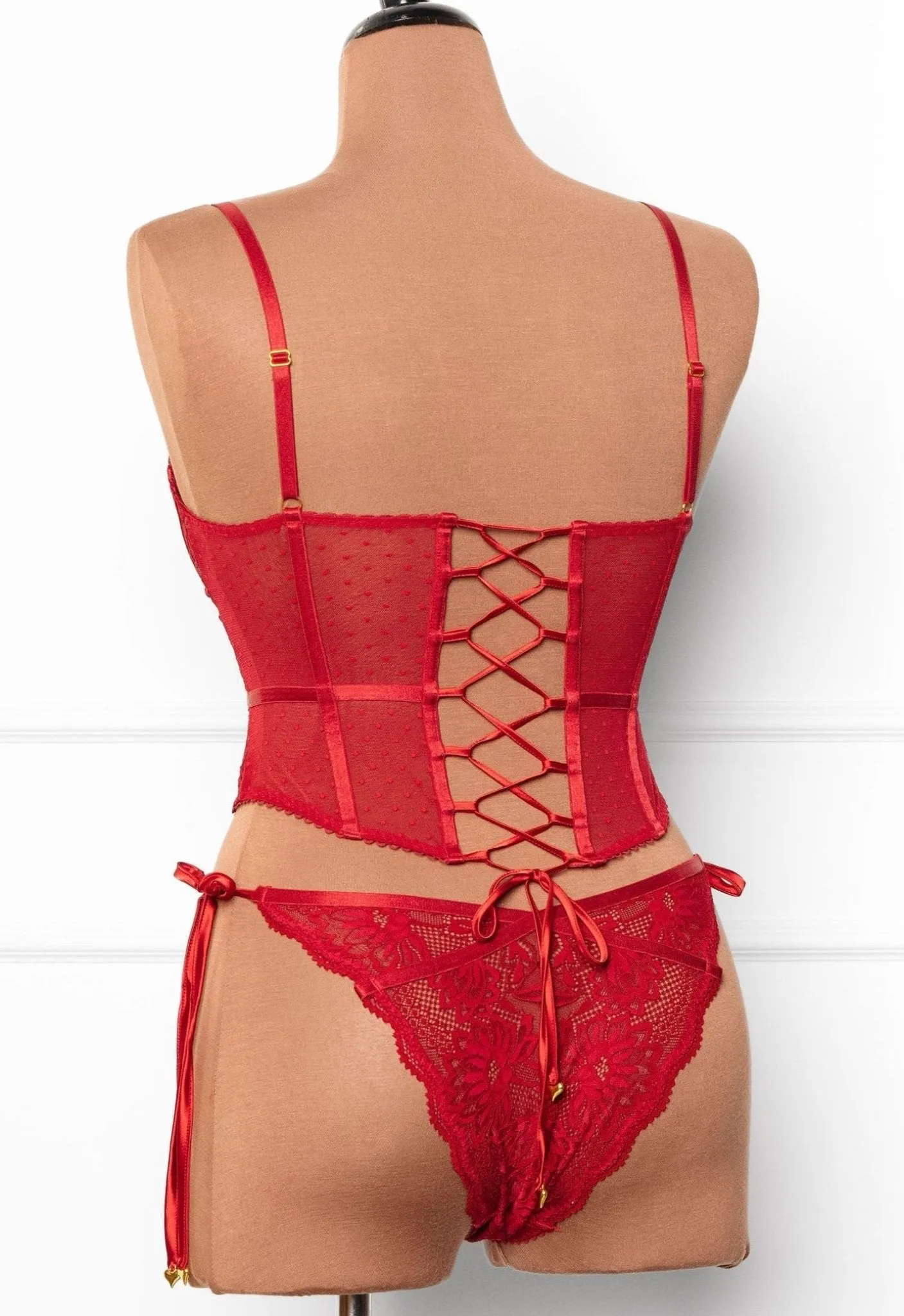 Lace-Up Underwire Corset - Red