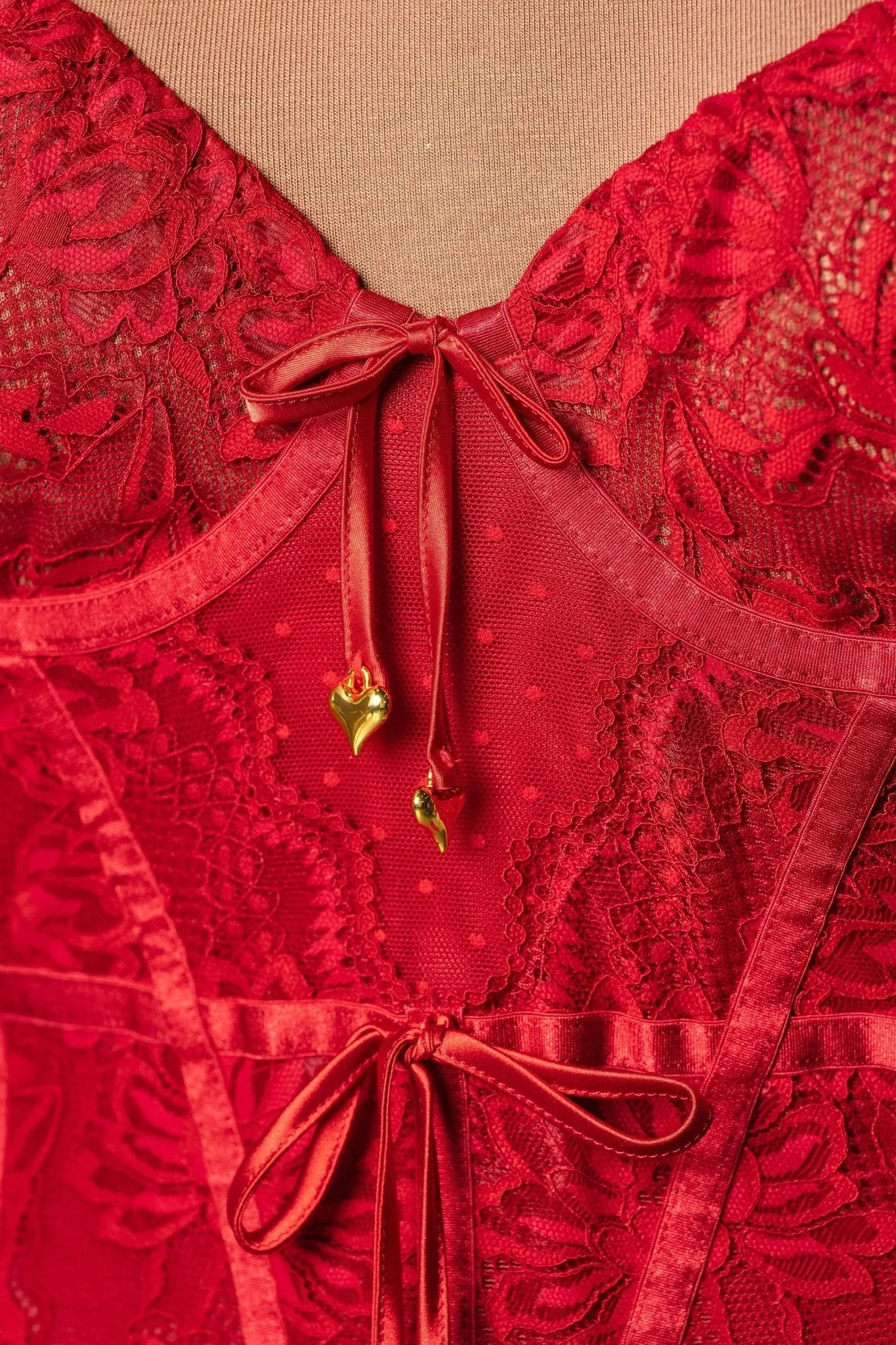 Lace-Up Underwire Corset - Red