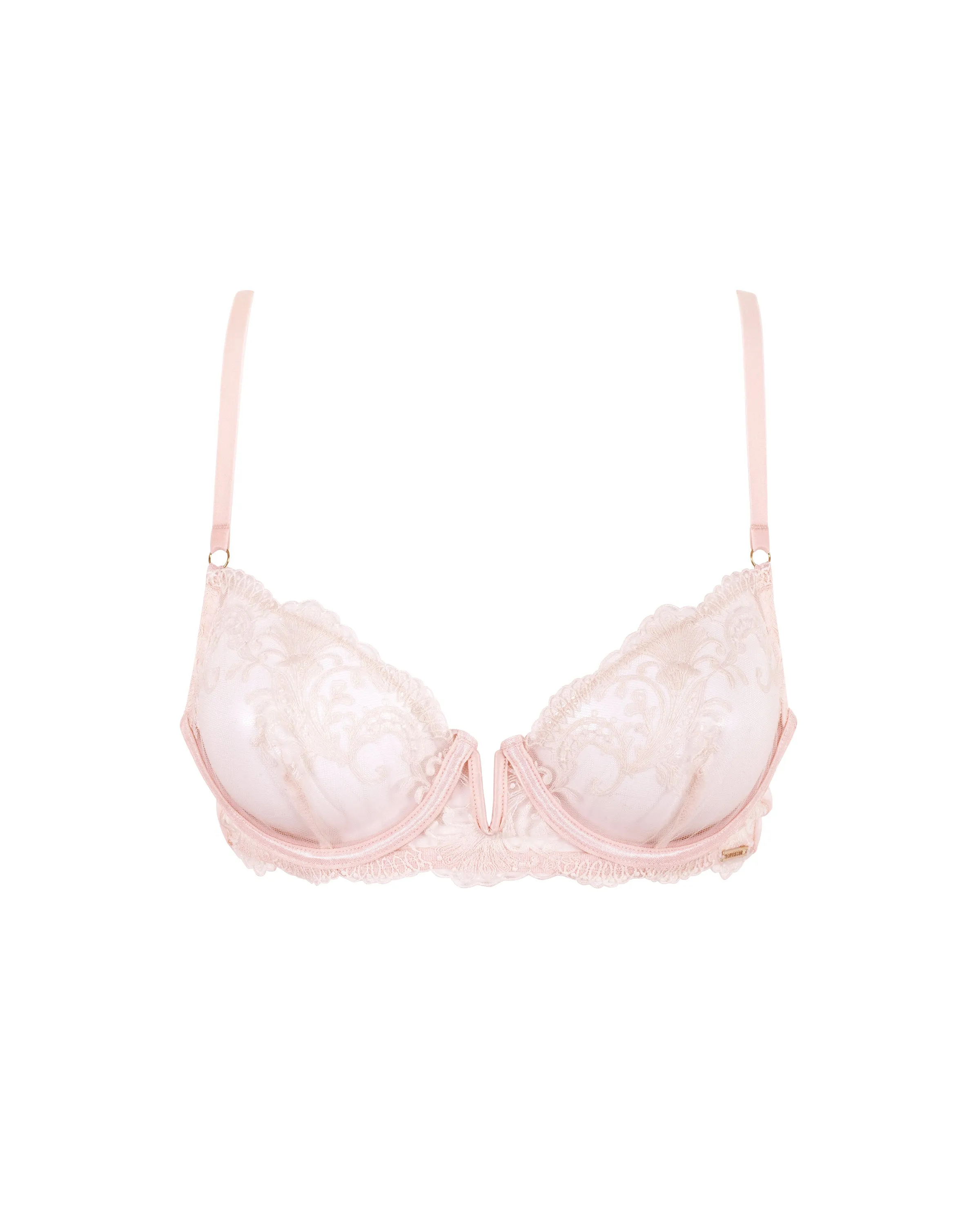Marseille Embroidered Sheer Bra Pink