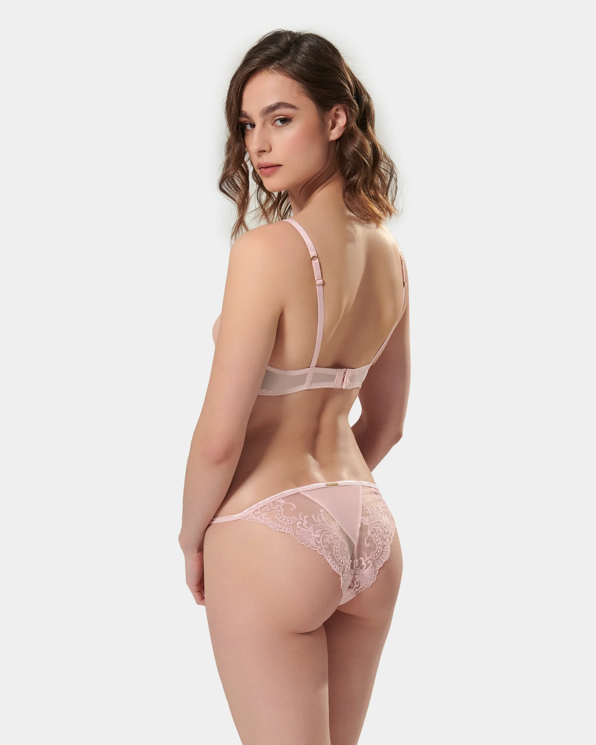Marseille Embroidered Sheer Bra Pink