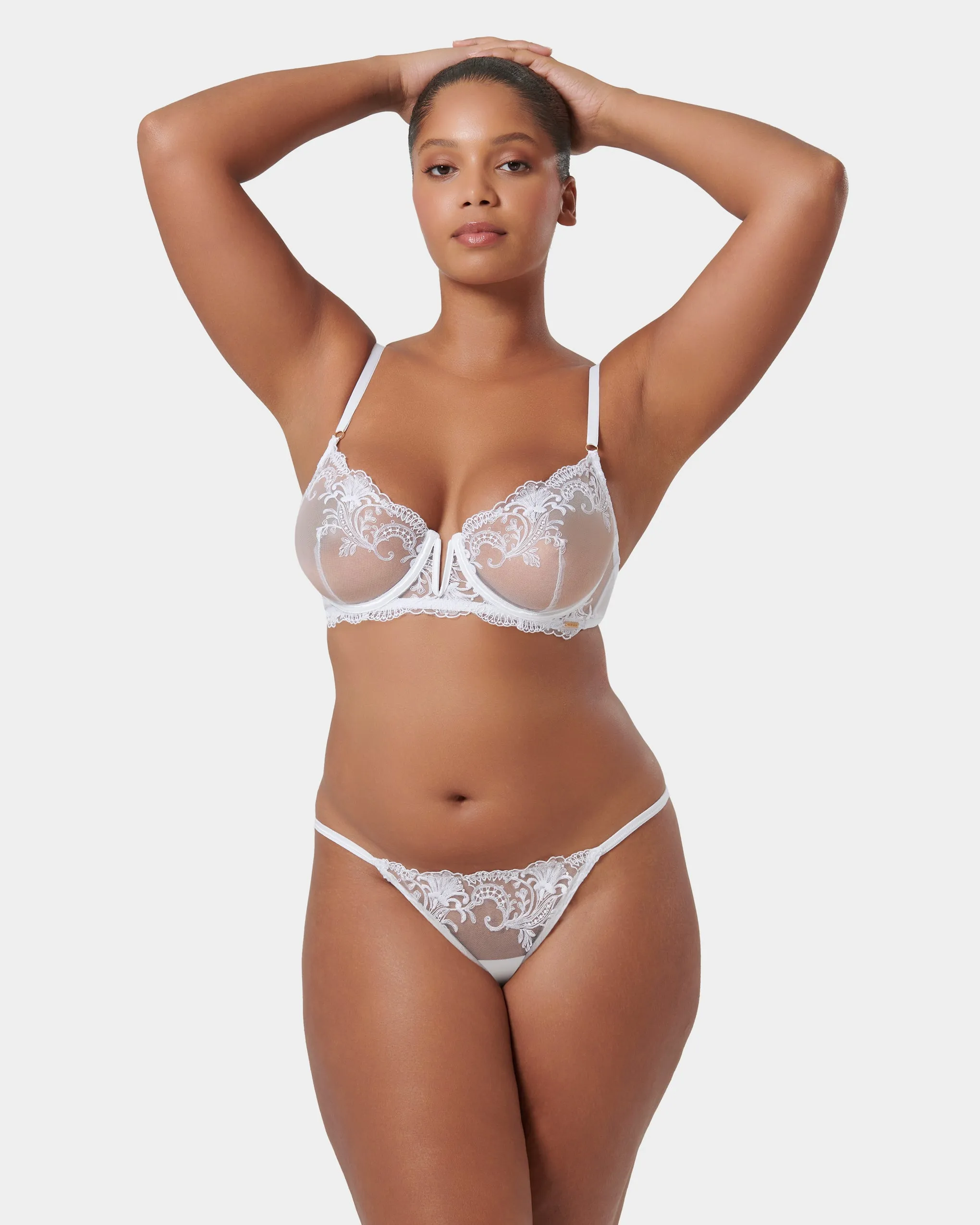 Marseille Embroidered Sheer Bra White