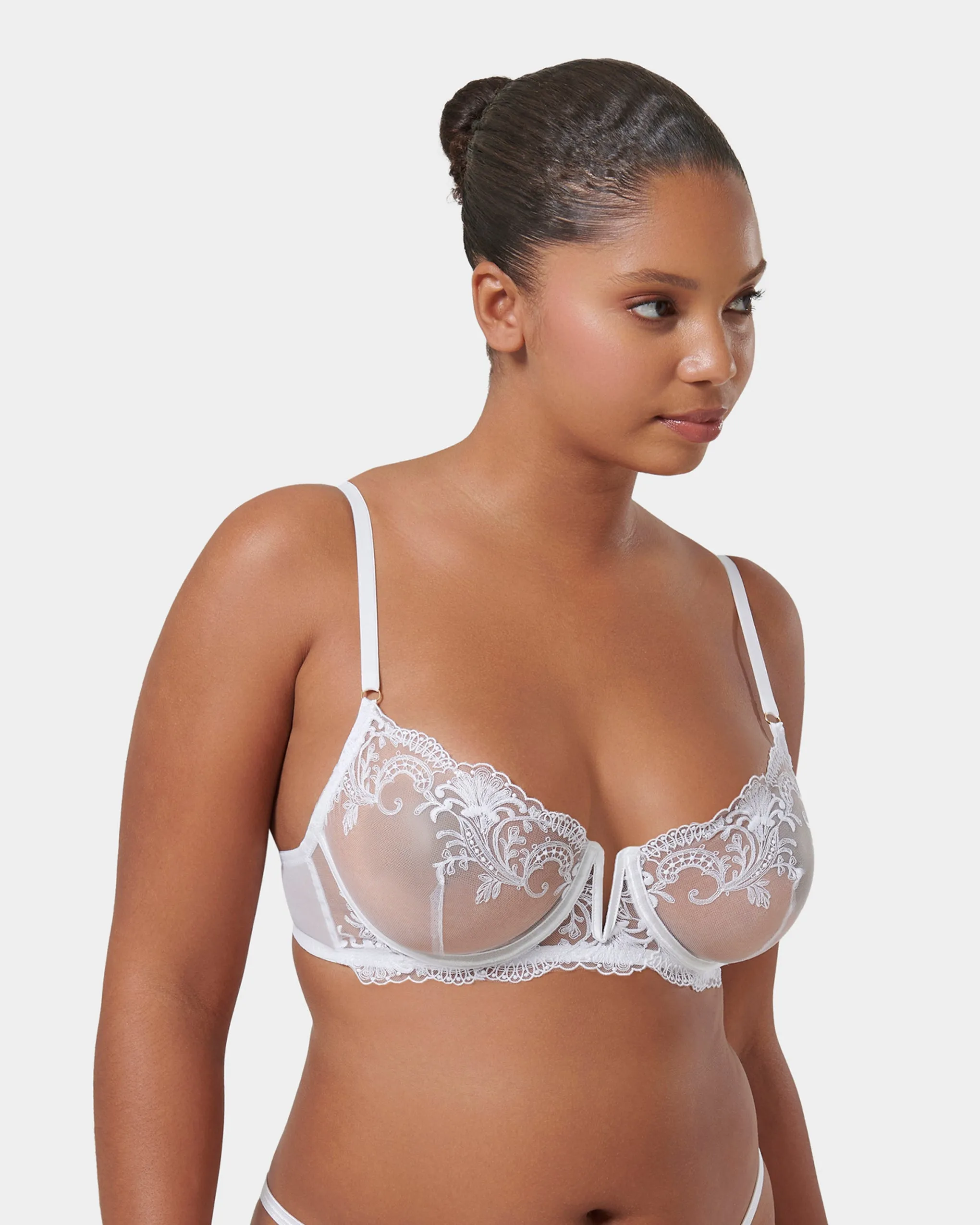 Marseille Embroidered Sheer Bra White