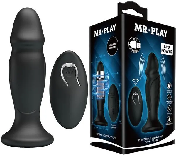 MR Play Powerful Vibrating Anal Plug Remote Control Butt Prostate Massager