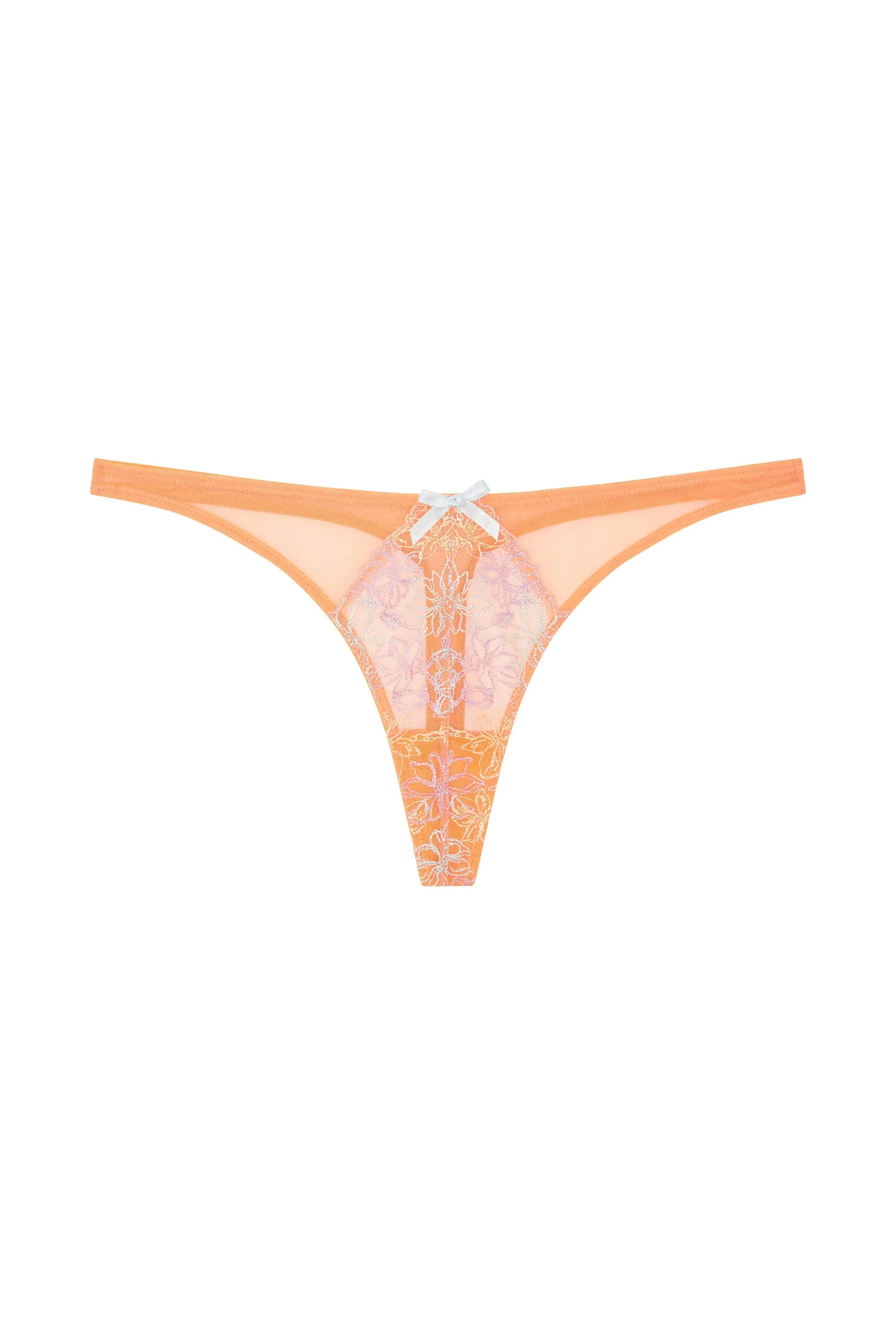 Naomi Orange Floral Embroidered Thong