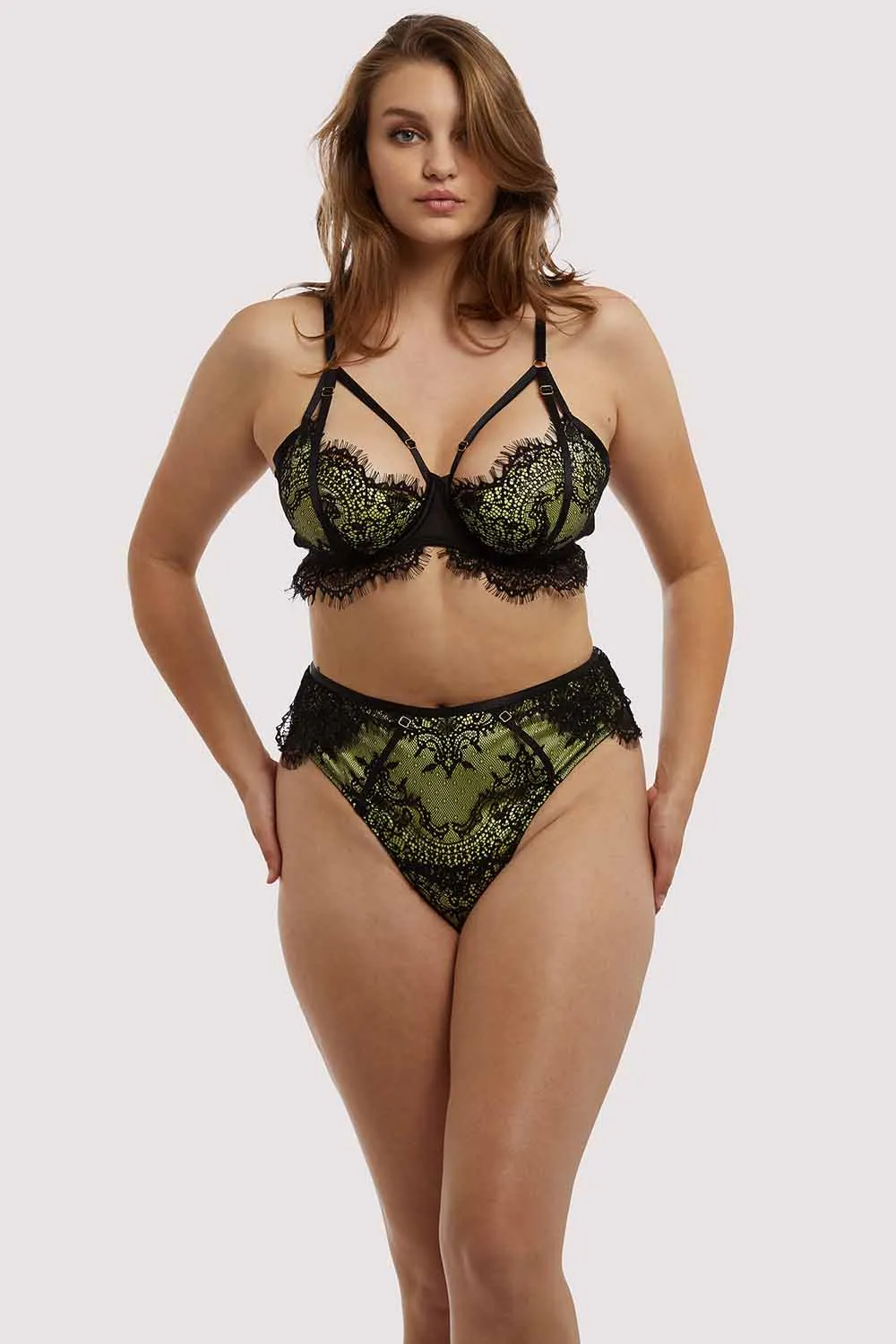 Nora Lime Net and Black Embroidery Bra