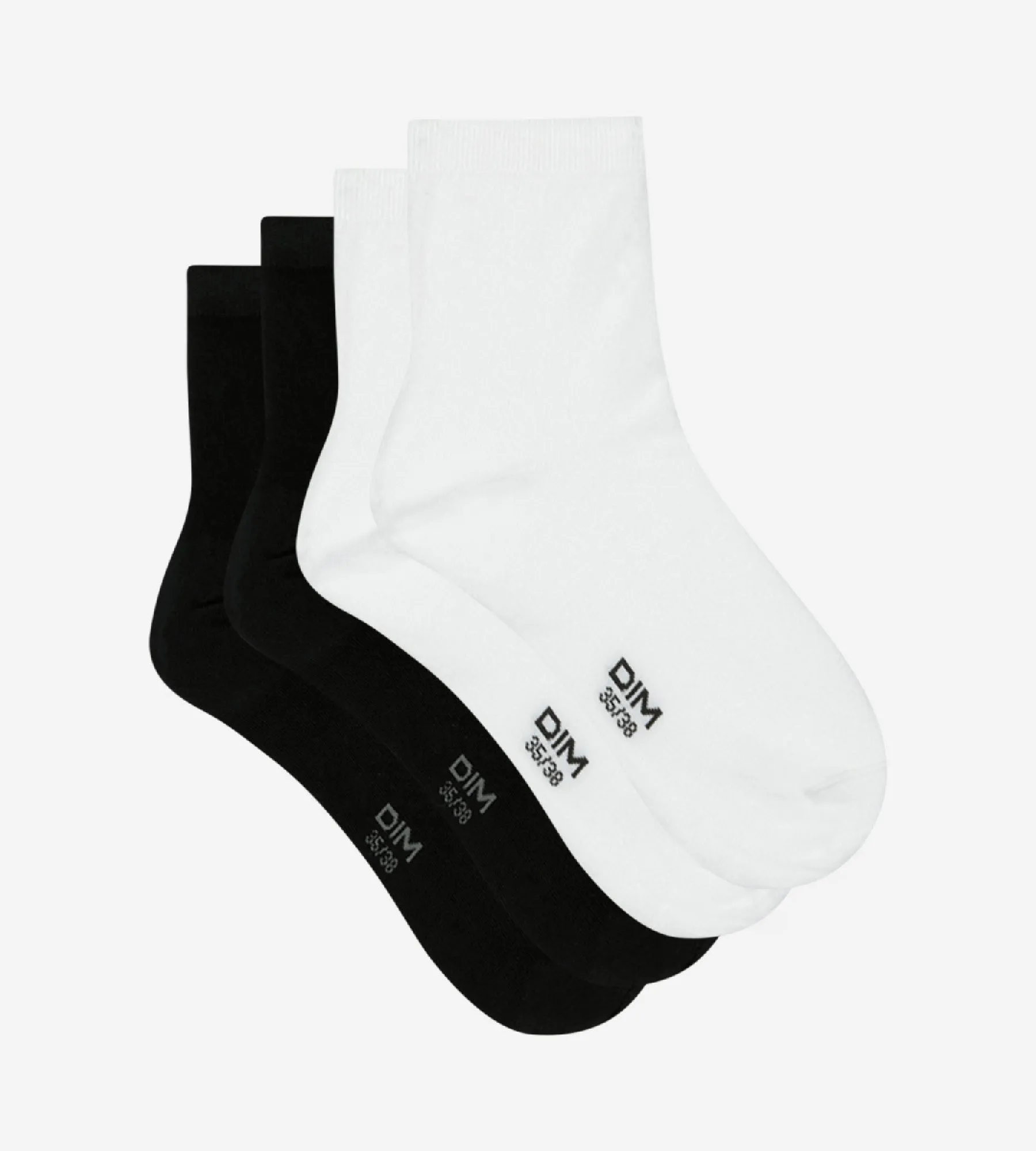 Pack of 2 pairs of white and black cotton sock liners