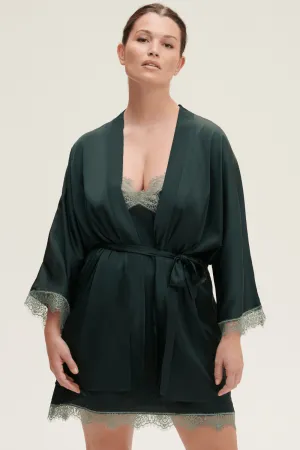 Satin Secrets Kimono in Kolsai Green