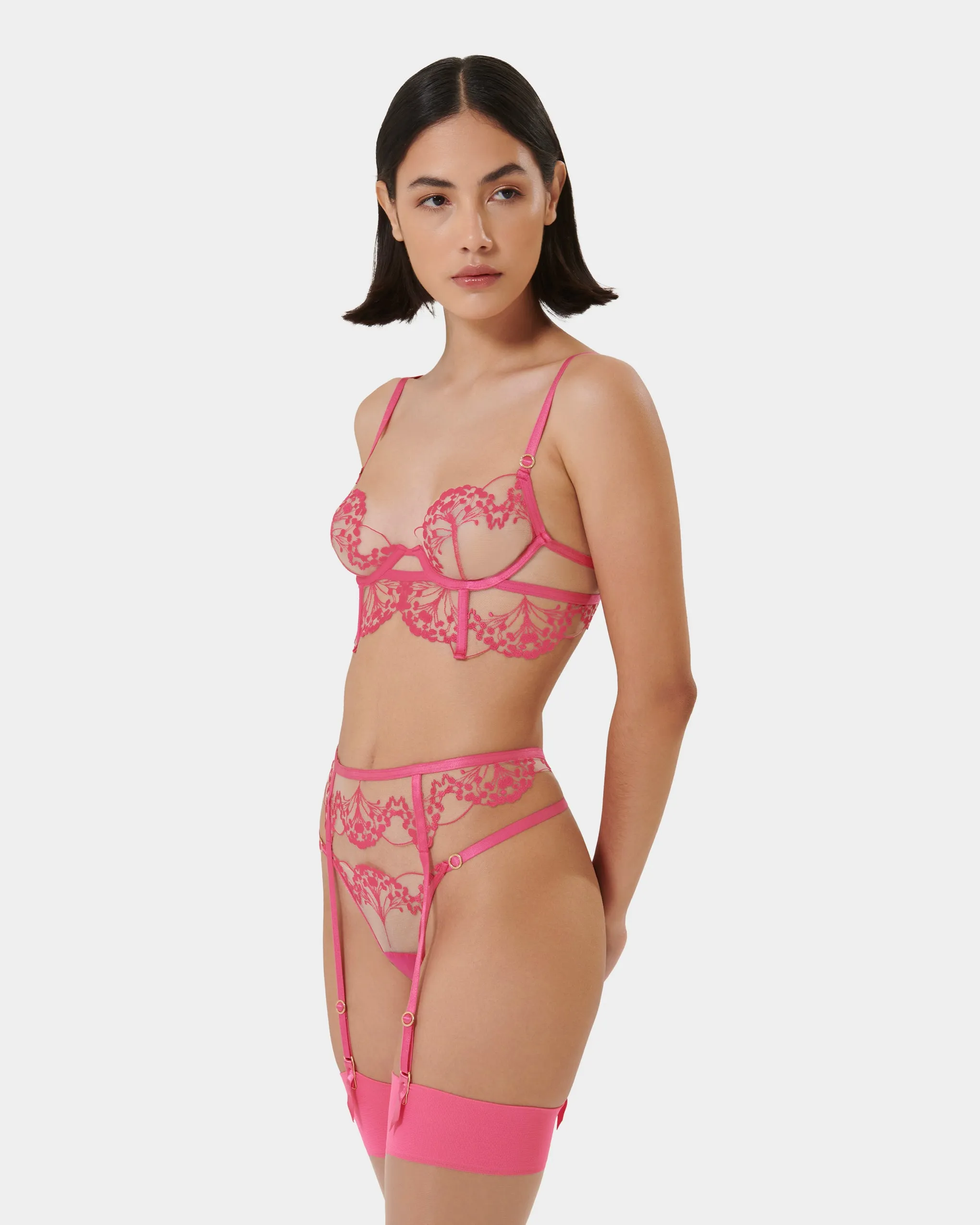 Set: Marisa Fuchsia Pink/Sheer