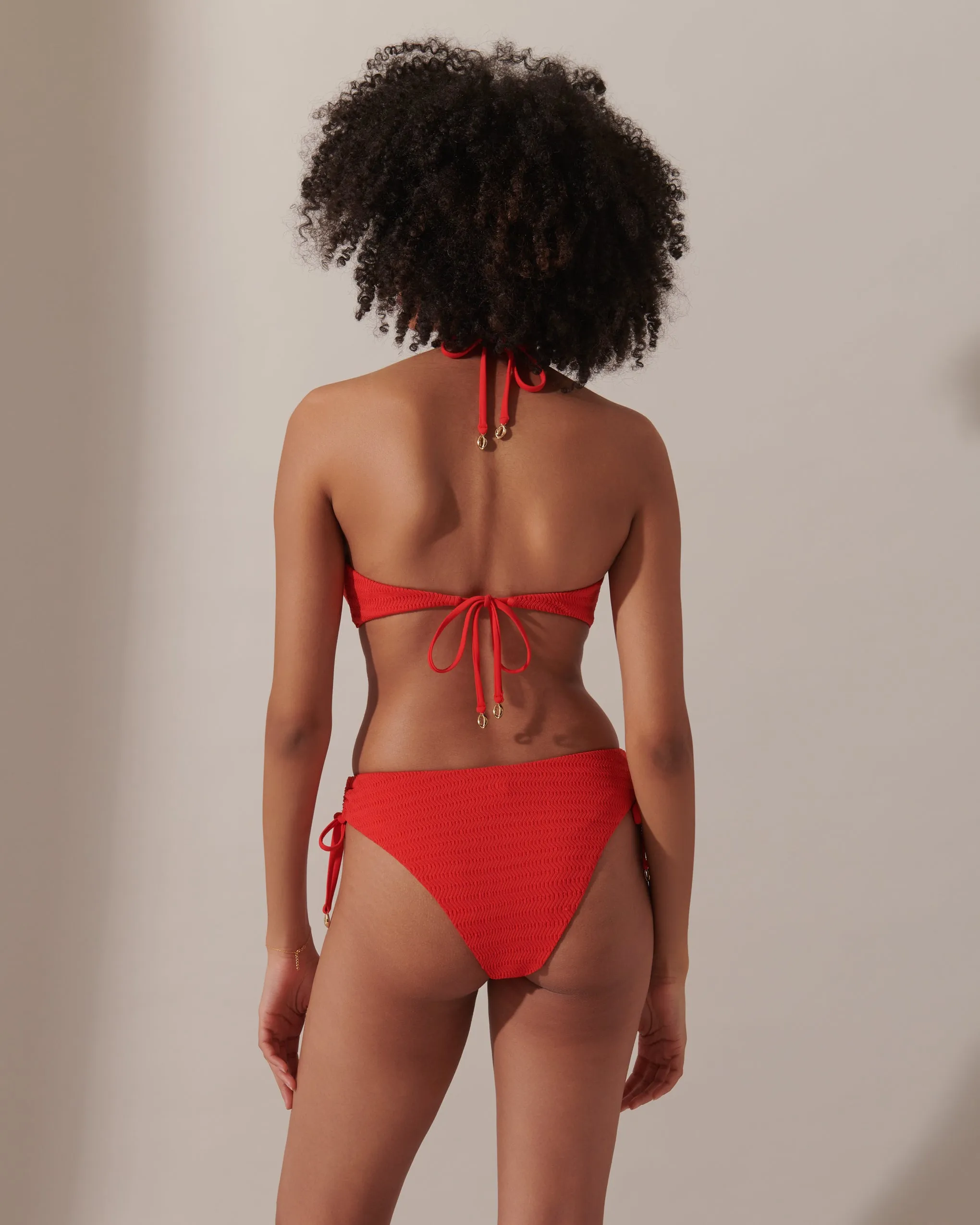 Shala Multi-Way Bandeau Bikini Top Red