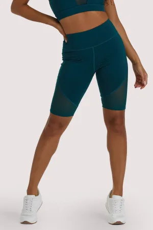 Teal Mesh Panel Shorts