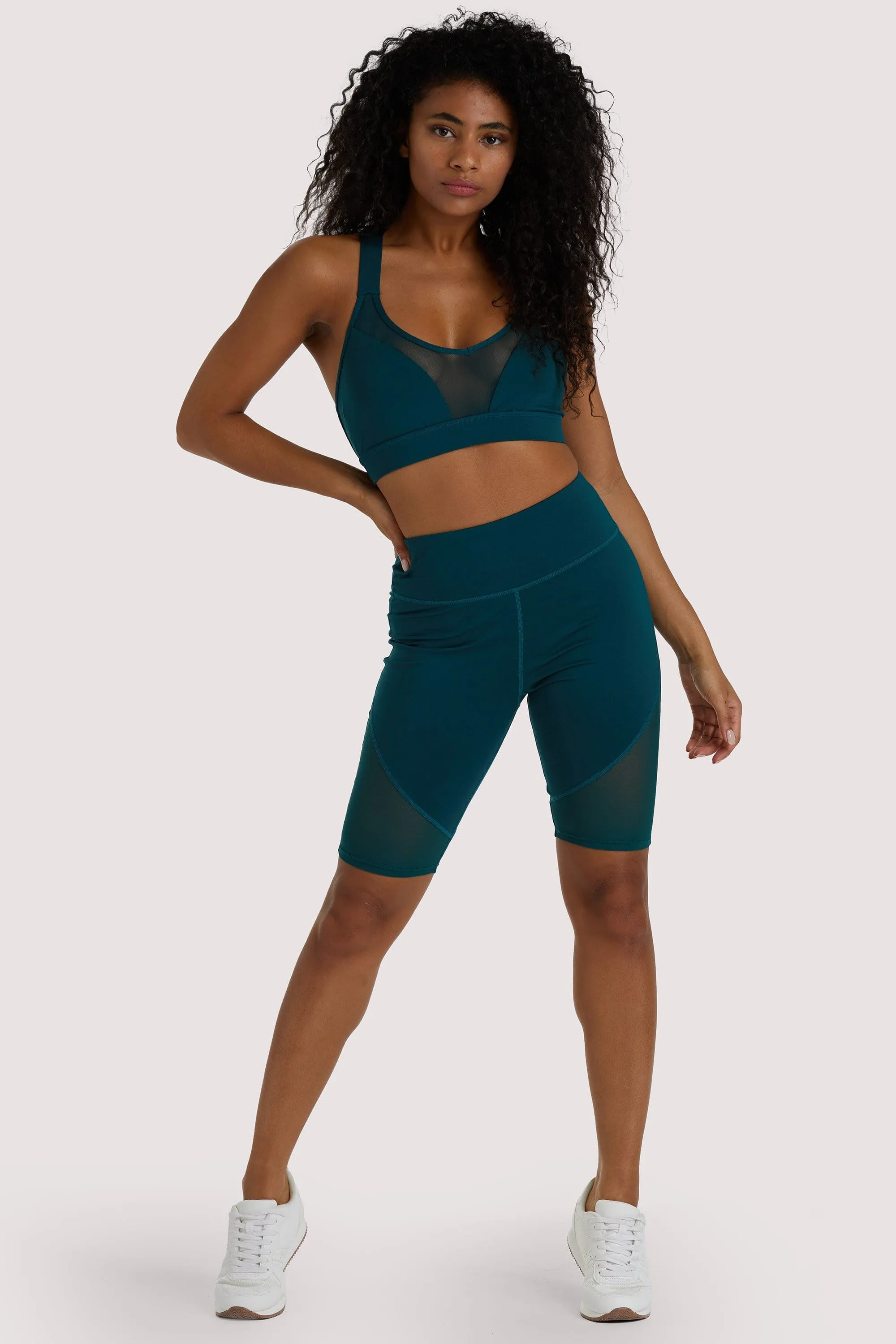 Teal Mesh Panel Shorts