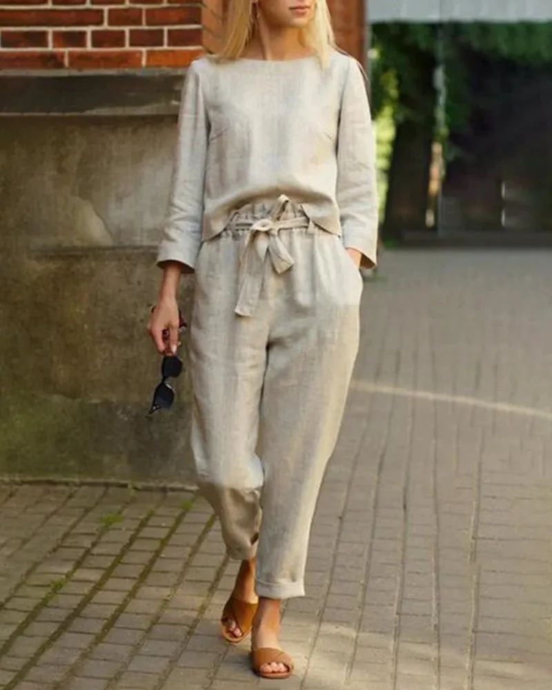 Two Piece Lace Up Pants Set