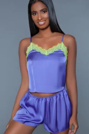 V Neck Satin Sleepwear Set