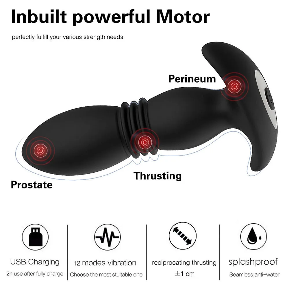Wistone Vibrating Anal Plug Thrusting Prostate Massager Remote USB Sex Toy