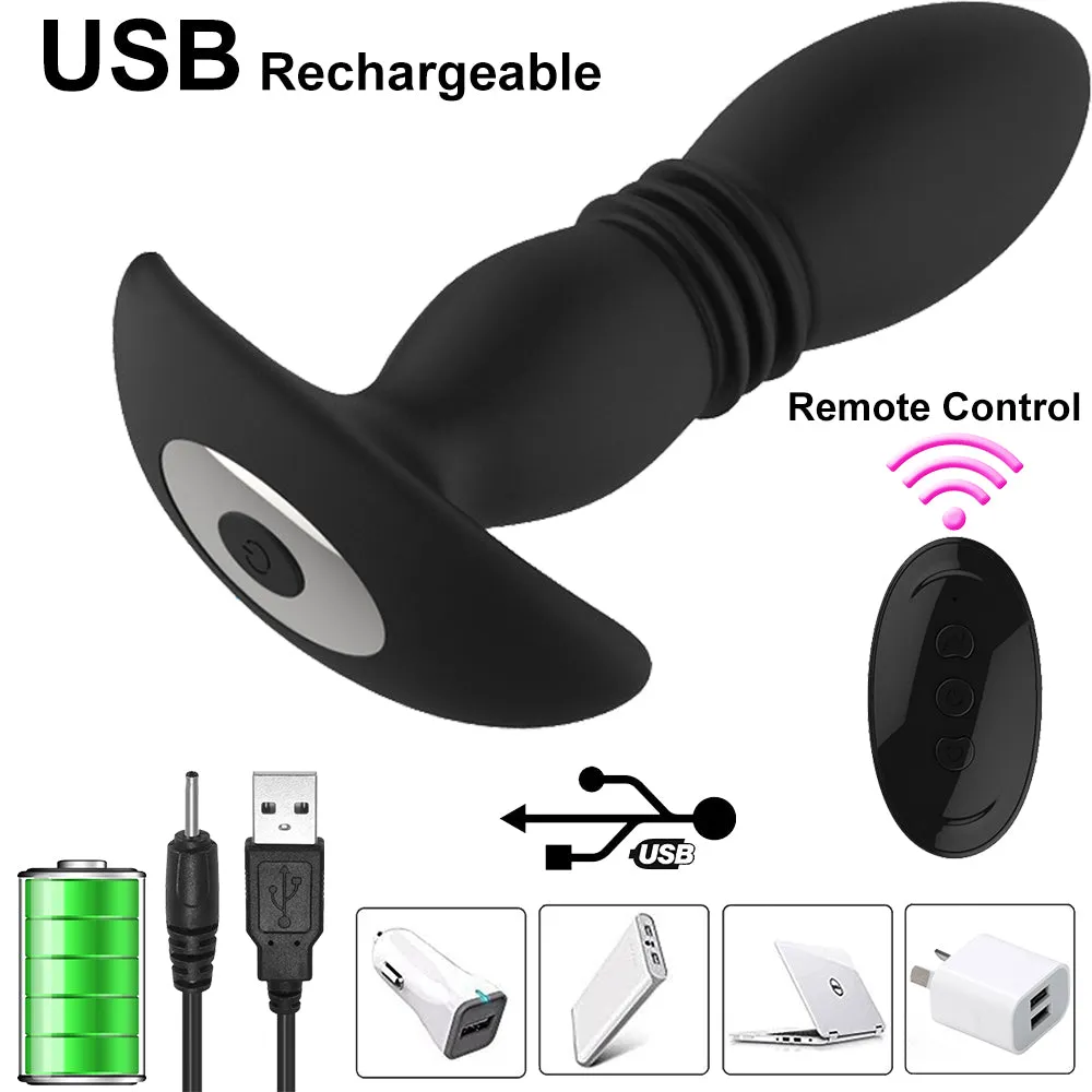 Wistone Vibrating Anal Plug Thrusting Prostate Massager Remote USB Sex Toy