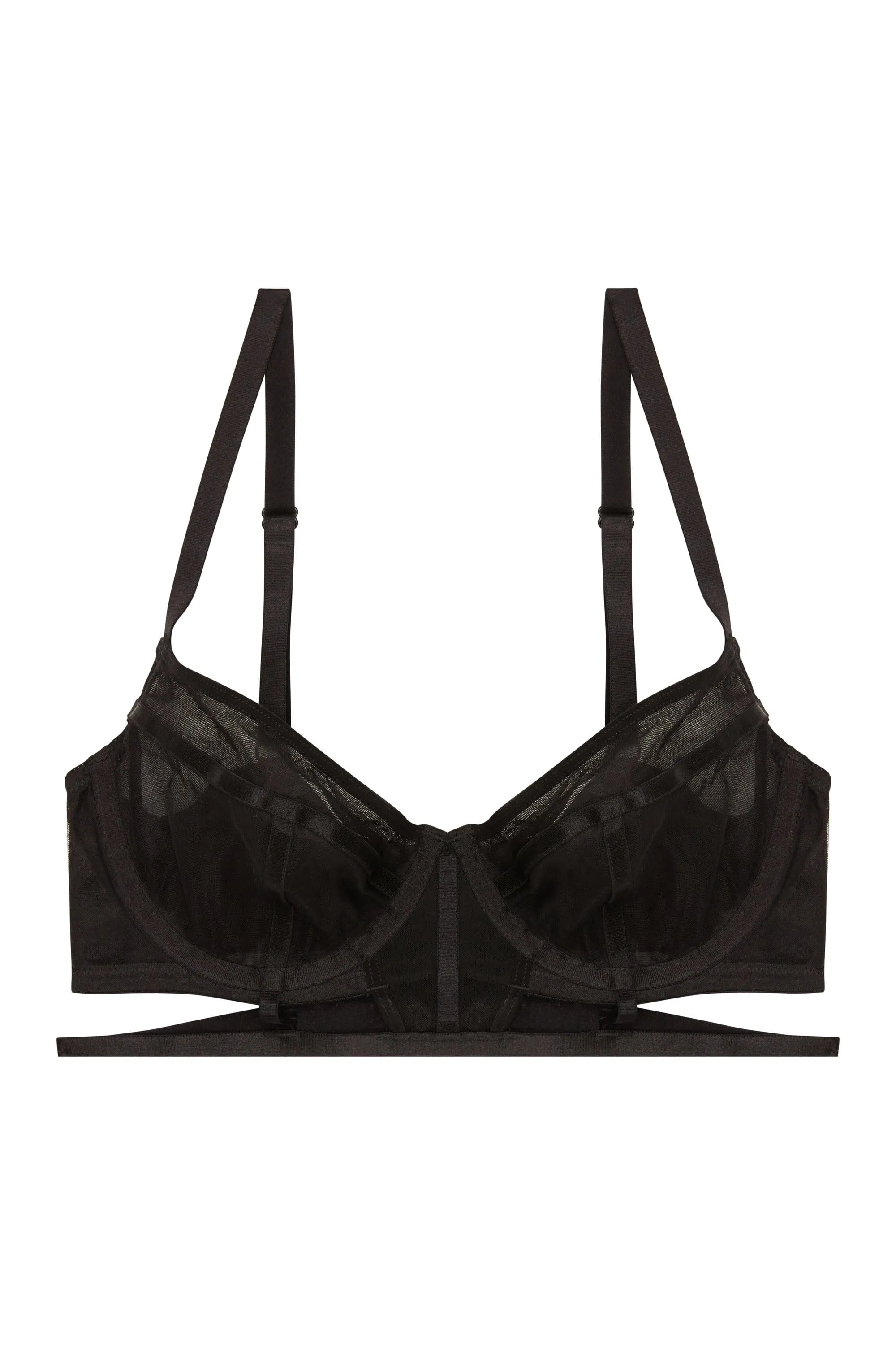 Wolf & Whistle Jade Panelled Longline Bra Black B - G